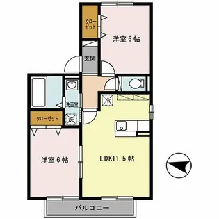 第9ウエスタンハイツ【2階】の間取り