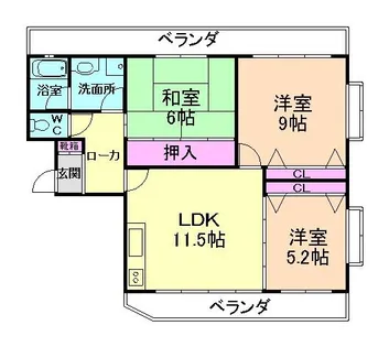 山仁サツキハイツⅢ【301号室】の間取り