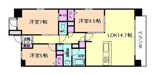 エスリード箕面船場阪大前【5階】の間取り