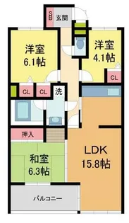 宝塚ガーデンヴィレッジ D1棟【4202号室】の間取り