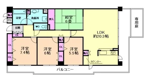 池田五月丘パークハウス【1階】の間取り