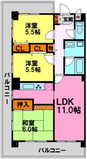 レジデンス逆瀬川【202号室】の間取り
