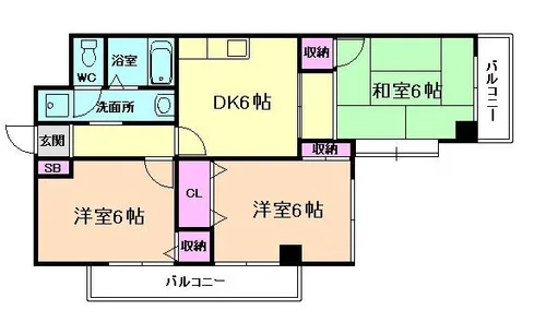 シュロス五月山【5階】の間取り