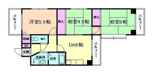 シュロス五月山【5階】の間取り