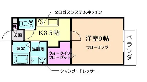 プレミール新稲【1階】の間取り