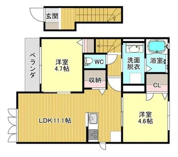 フェリス桃園【201号室】の間取り