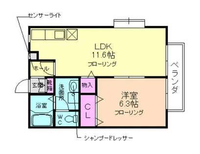 ルミエール鶯の森【2階】の間取り