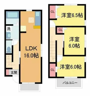 町側タウンハウスB棟【06号室】の間取り