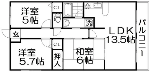 サザンクロス【5階】の間取り