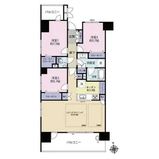 ルサンク大濠公園(0005759)【15階】の間取り