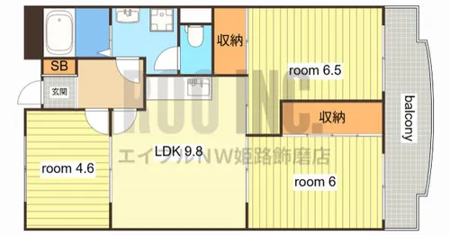 リッチウォーク佃町【702号室】の間取り