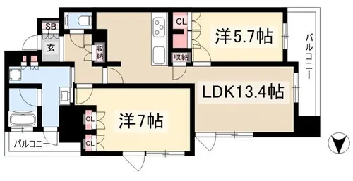 グランドメゾン大須ザ・タワー【4階】の間取り