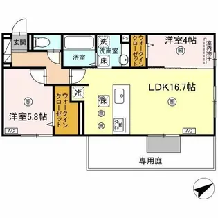 アピアランス中井【1階】の間取り