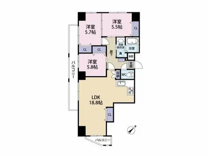 ル・シエル【7階】の間取り