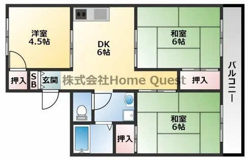 プールバール吉川【203号室】の間取り
