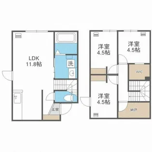 北海道札幌市北区太平二条4丁目【テラスハウス】の間取り