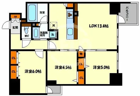 プレサンスロジェ心斎橋【7階】の間取り