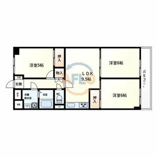 サンハイム第3中津【7階】の間取り