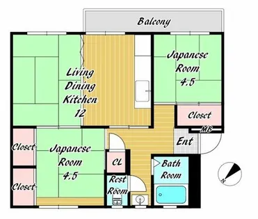公団狭山住宅4号棟【3階】の間取り