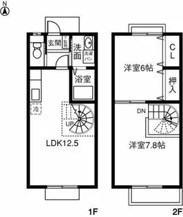 愛知県一宮市今伊勢町馬寄【テラスハウス】の間取り