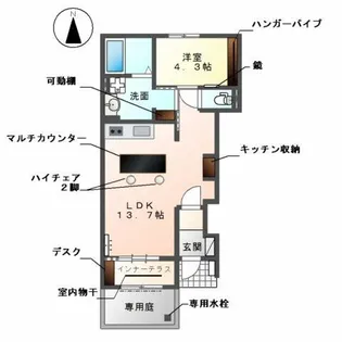 (仮)あま市新居屋又屋敷新築アパート【1階】の間取り