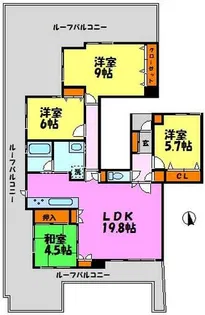 ロイヤル苦楽園松風町【401号室】の間取り