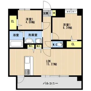 LIBTH博多住吉PREMIER【1401号室】の間取り
