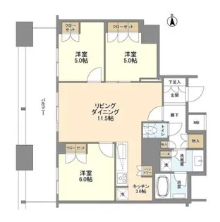 ブランズタワー南堀江【2404号室】の間取り