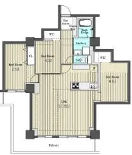 キングマンション堂島川【26階】の間取り