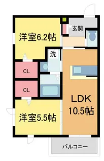 ソレイユ甲子園【305号室】の間取り