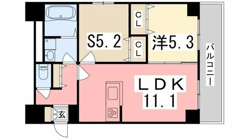 MISTRAL北条口Ⅱ【703号室】の間取り