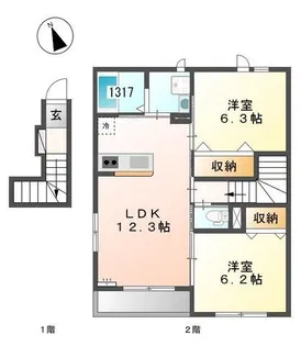 アフェット【2階】の間取り
