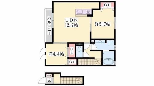 DヴェルジェⅢ【2階】の間取り
