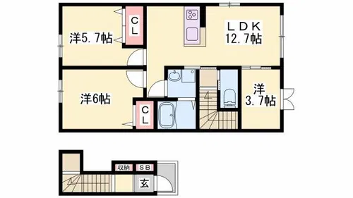 カーサ レジオ KAZU棟【K204号室】の間取り