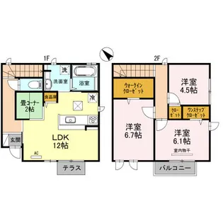 ラ・メゾン・ド・ハセナカ【102号室】の間取り