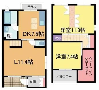 ヴィラ・ペティロッソ芦屋【J号室】の間取り