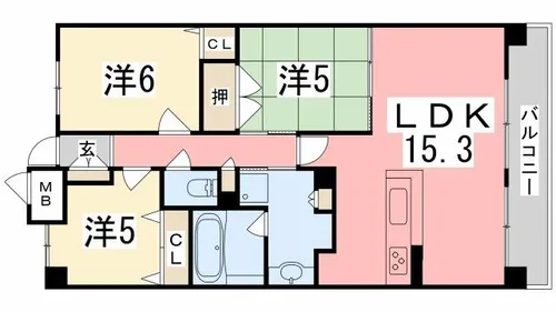 エスリード姫路【303号室】の間取り