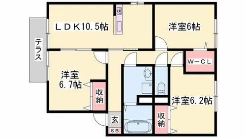 グランモア堂本【203号室】の間取り
