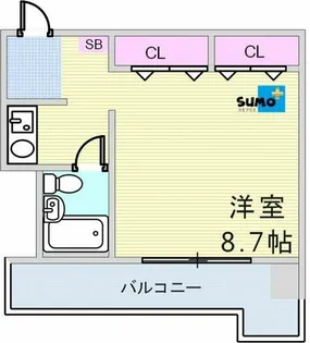学が丘カレッジハイツ【417C号室】の間取り