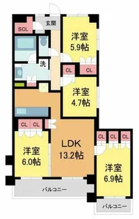 ミレーネ神戸住吉本町【306号室】の間取り