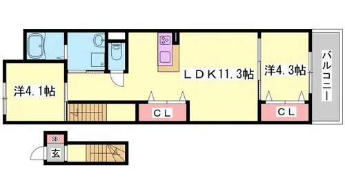 カナロア長田【2階】の間取り