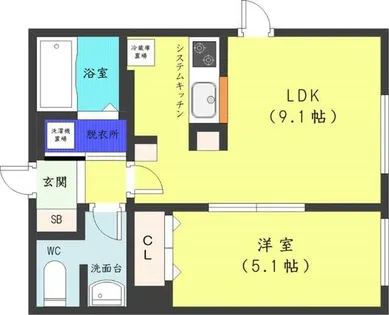 フェリーチェ琴似【4階】の間取り