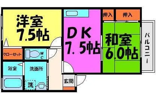 DUO KAWANISI WEST EAST【B203号室】の間取り