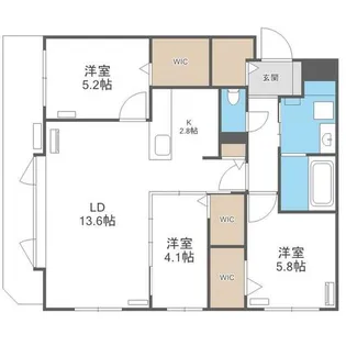 アルファスクエア宮の森3条【2階】の間取り