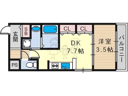 シスイル長居【2階】の間取り