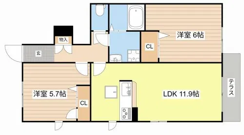 サンミッシェル【0102号室】の間取り