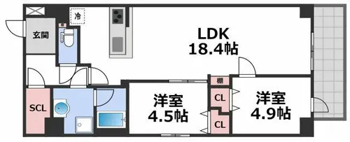 プレサンスNEO新深江リュミエル【8階】の間取り