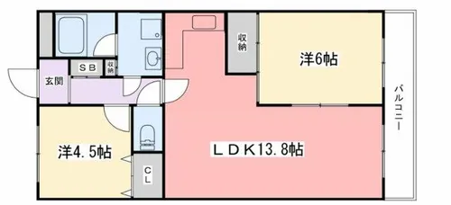 インタービレッジ野里【5階】の間取り
