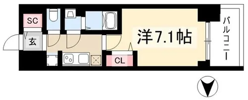 プレサンスNAGOYAファスト【7階】の間取り