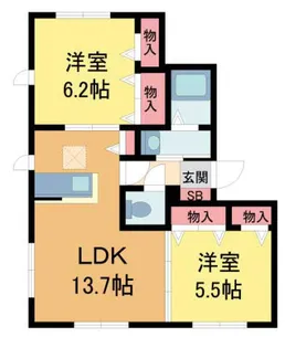 モンテヴィラ芦屋春日町A【102号室】の間取り